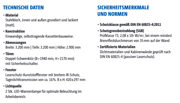 Laserschutzkabine LV67-KLT - Made in Germany